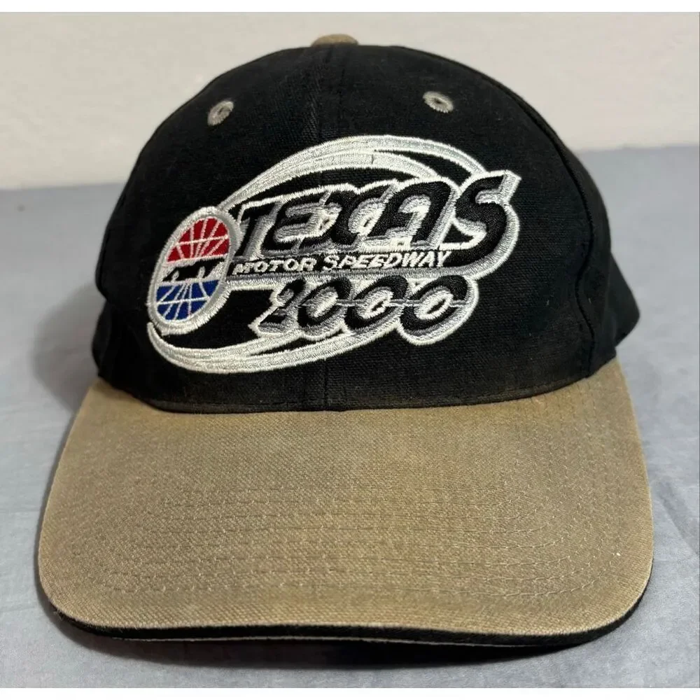 Texas Motor Speedway Hat Mens Tan Black Vintage 2000 Y2K Adjustable Snapback Cap